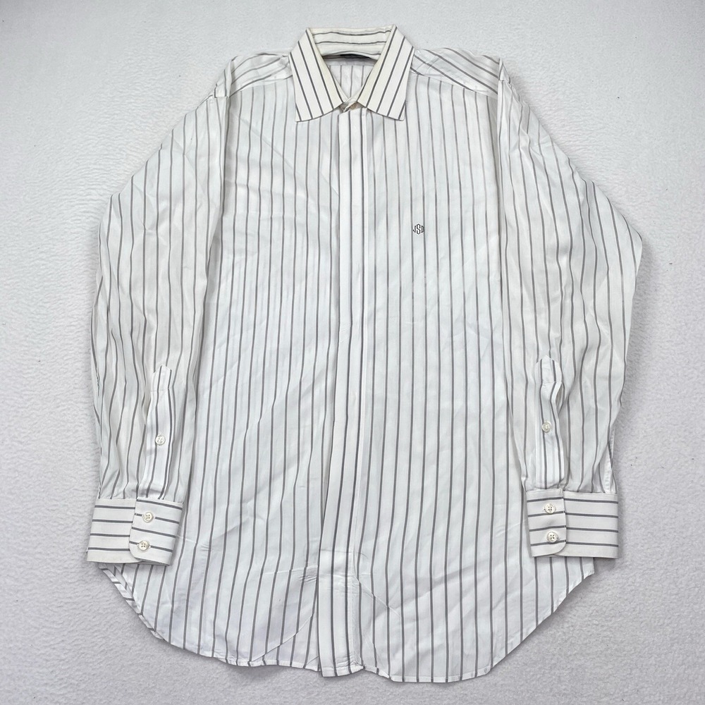Adrian Jules LTD Men's Custom Dress Shirt Button Up Size Large WhiteStripe